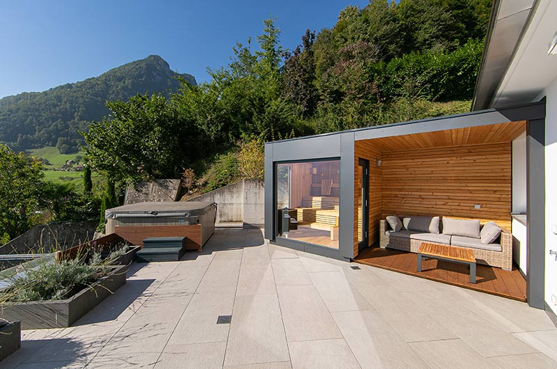 RUKU Außensauna auf der Terrasse